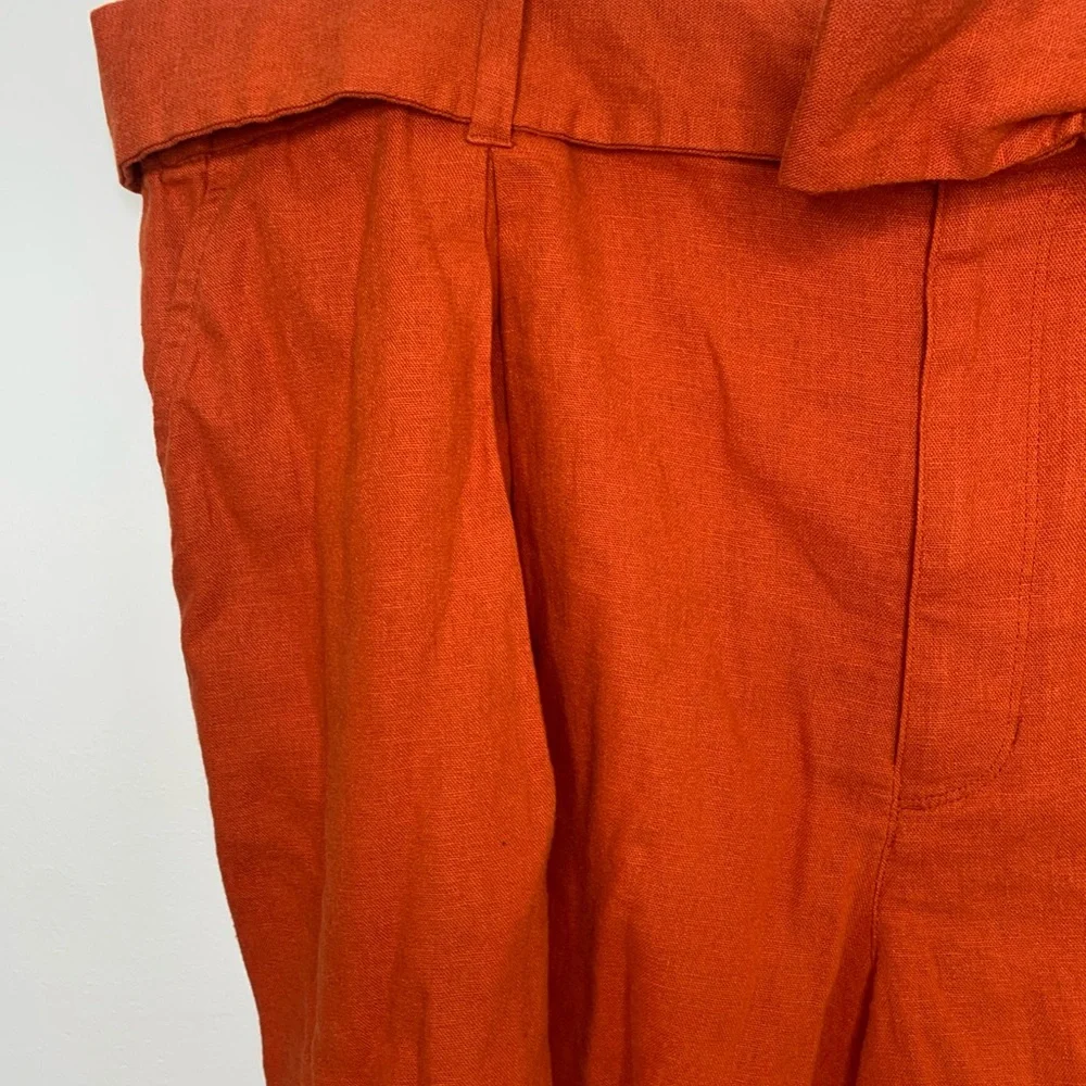 AVA & VIV SIZE 1X NEW LINEN BLEND SHORTS ORANGE RUST BELTED